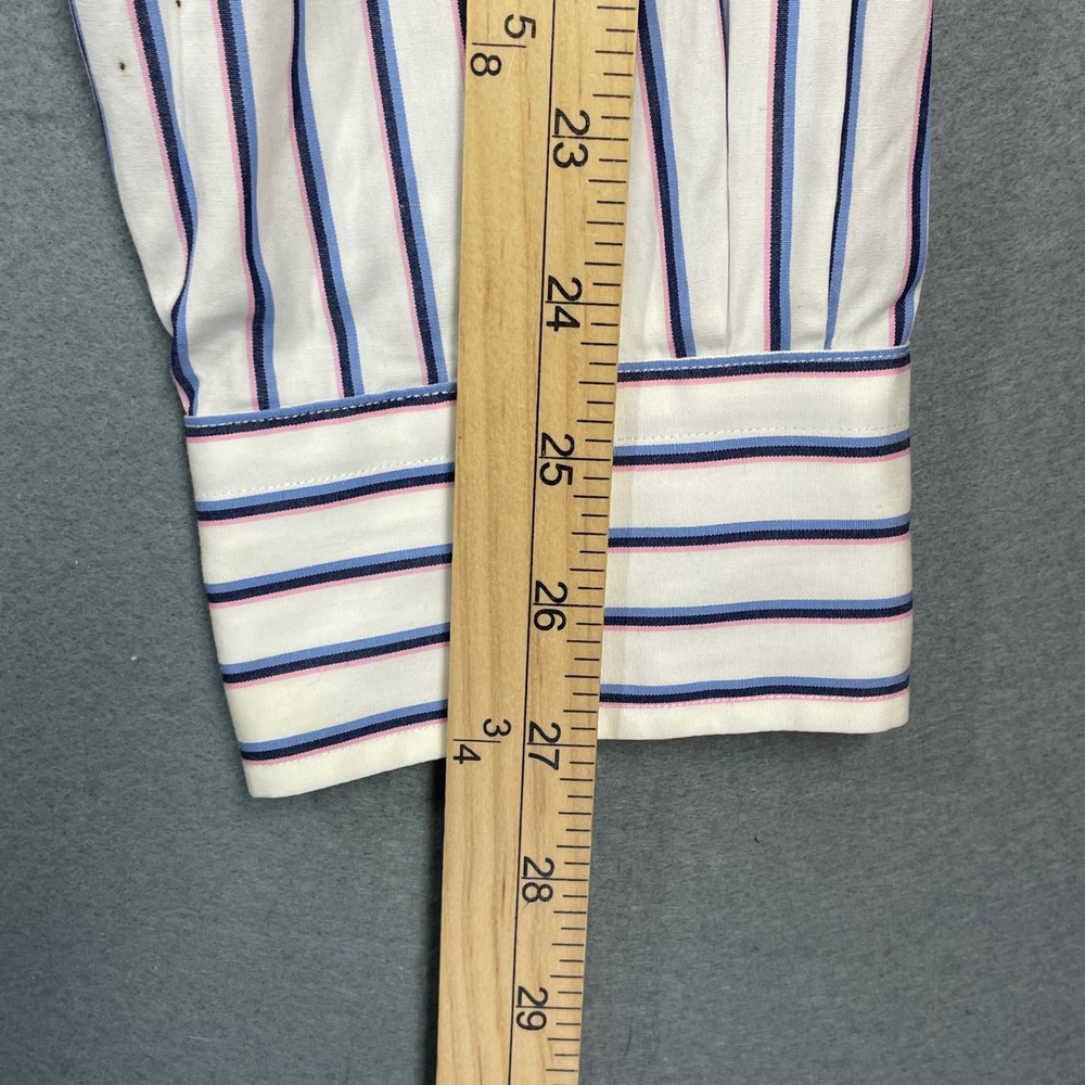 Polo Ralph Lauren White Blue Pink Striped Estate Classic Fit Shirt Mens XL 17.5 - Picture 7 of 8